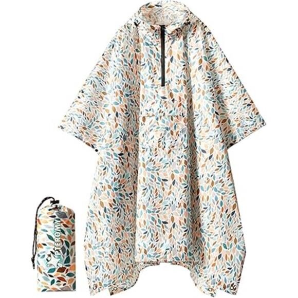 Hooded Rain Poncho for Adult with Pocket, Waterproof Lightweight Unisex - Picture 7 of 7